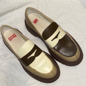 Camper Brown and Cream Loafers